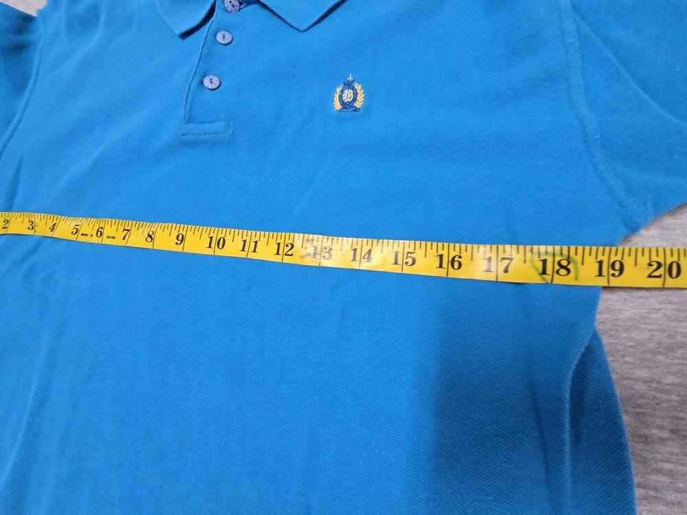 Vintage Bugle Boy Polo Shirt Boys Large Blue Embroidered Crest Cotton Knit - Picture 6 of 6